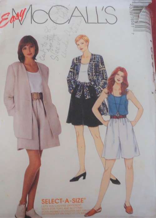 McCALL`S PATTERN 7658  JACKET-TANK TOP-PULL ON SHORTS-SASH SIZE B  8-10-12 - NO SEWING INSTRUCTIONS