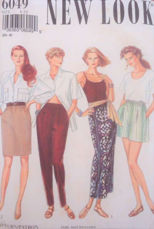 NEW LOOK PATTERNS 6049 - 6 SIZES IN ONE SKIRT-SHORTS-PANTS  8 - 18 -COMPLETE
