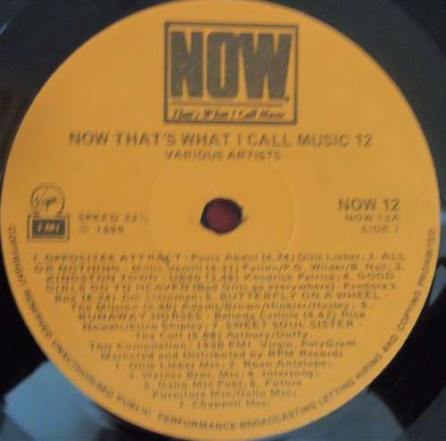 NOW THAT'S WHAT I CALL MUSIC 12-1990 EMI VINYL GATEFOLD LP - NOW 12 -V/CLEAN
