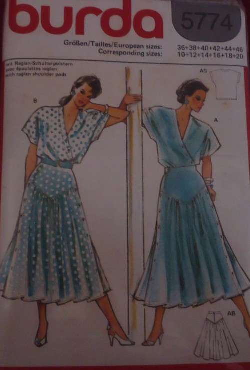 BURDA PATTERN 5774 SKIRT & TOP SIZES 10 - 20  COMPLETE & PART CUT