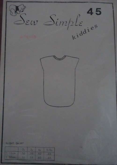 SEW SIMPLE PATTERNS 45 - NIGHT SHIRT SIZE 36` OR 92 CM