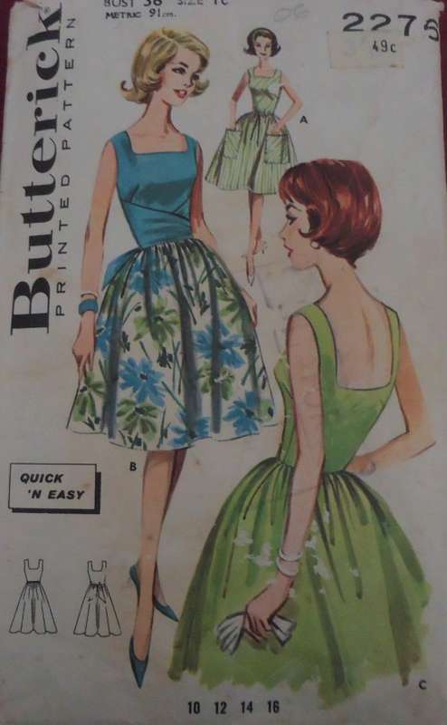 VINTAGE BUTTERICK PATTERN 2276  "FULL SKIRTED DRESS" SIZE 16 BUST 36" COMPLETE