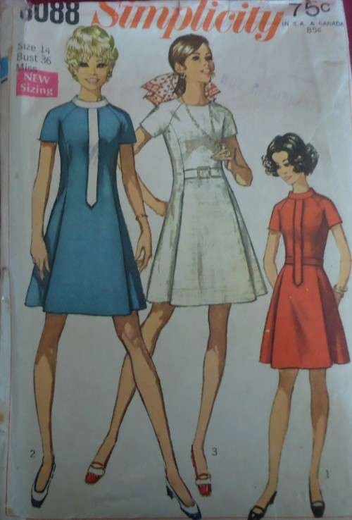 VINTAGE SIMPLICITY PATTERNS 8088 ONE PIECE DRESS SIZE 14 BUST 36" COMPLETE