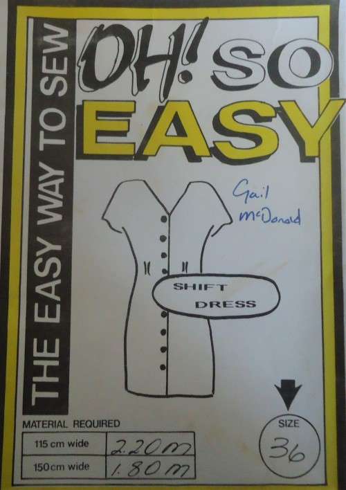 OH SO EASY  PATTERN - LADIES SHIFT DRESS - SIZES  36"  COMPLETE