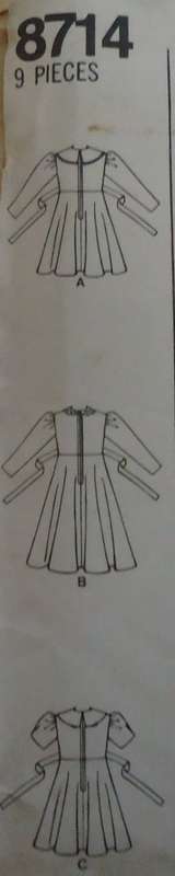 SIMPLICITY PATTERNS 8714 GIRL`S DRESS WITH TIEBACK SIZE BB12-14 YEARS COMPLETE & FACTORY FOLDED
