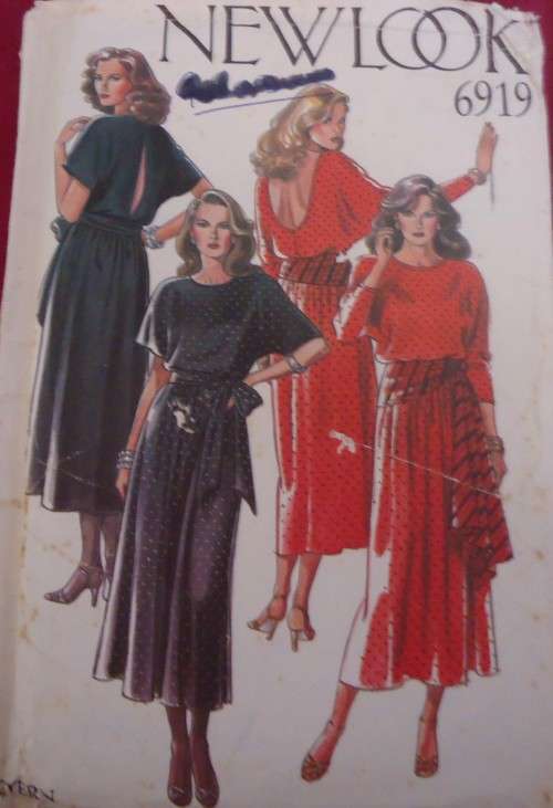 NEW LOOK PATTERNS 6919 BATWING DRESS & SASH  SIZES 8 - 18 COMPLETE