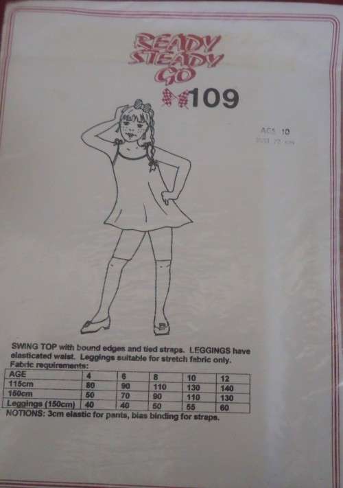 READY-STEADY-GO PATTERN-NUMBER 109 SWING TOP & LEGGINGS AGE 10 YEARS CHEST 70 CM