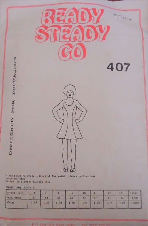 READY-STEADY-GO PATTERN-NUMBER 407 GIRL`S PANELED DRESS SIZE 72 CM BUST