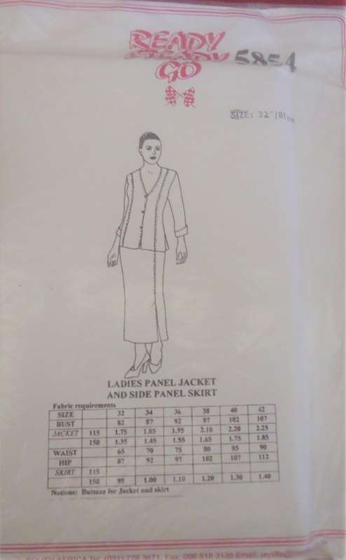 READY-STEADY-GO PATTERN# 5854-PANEL JACKET & SIDE PANEL SKIRT- SIZE 32` /81 CM