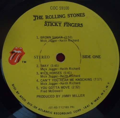 ROLLING STONES - STICKY FINGERS - 1971 USA ROLLING STONES VINYL LP COC 59100 WITH INNER SLEEVE & ZIP