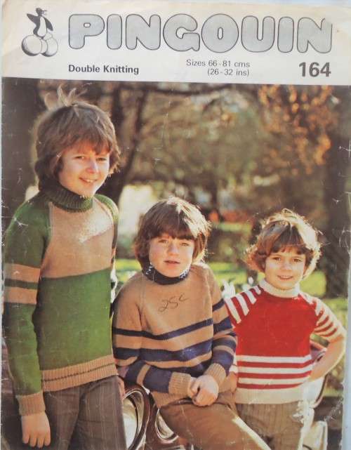 PINGOUIN #164 STRIPED SWEATERS SIZES TO FIT 66 - 81 CM OR 26 - 32`