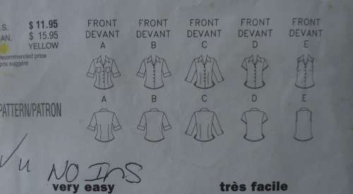 BUTTERICK  PATTERN 6085 SET OF TOPS SIZE 14-16-18 NO SEWING INSTRUCTIONS