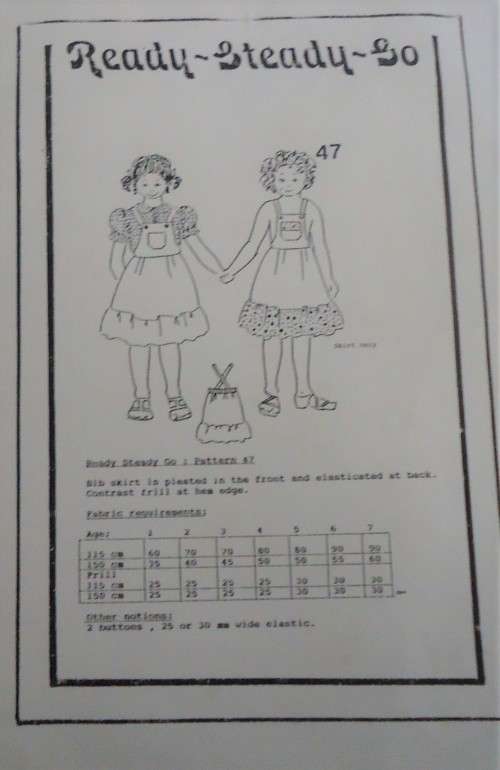 READY-STEADY-GO PATTERN-NUMBER 47- BIB SKIRT AGE 3 YEARS CHEST 53 CM