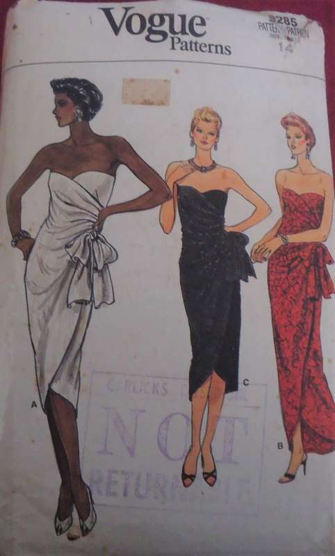 VOGUE PATTERN 9285 EVENING  SLEEVELESS DRESS SIZE 14  COMPLETE