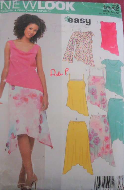 NEW LOOK PATTERN 6342 TOPS & SKIRTS SIZES 6 - 16 COMPLETE