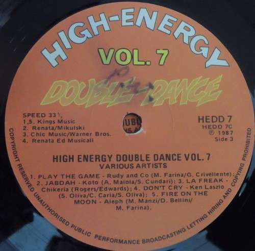 HIGH ENERGY DOUBLE DANCE VOL 7 - 1987 DOUBLE MFP VINYL LP SET - HEDD 7