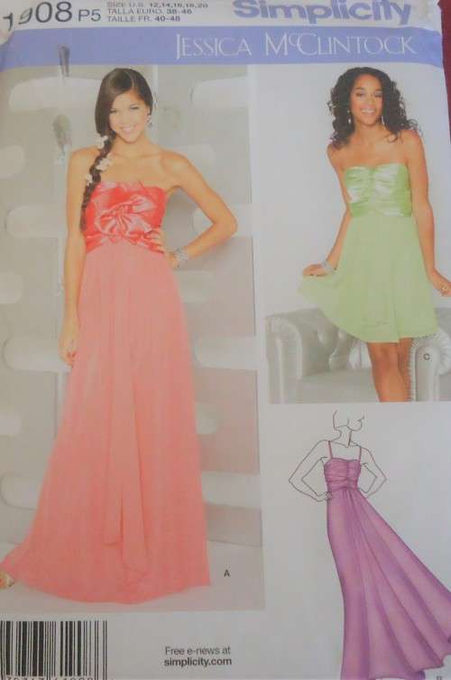 NEW SIMPLICITY PATTERNS 1908 SPECIAL OCCASION  DRESS/MINI SIZES 12-20 COMPLETE-UNCUT-F/FOLD