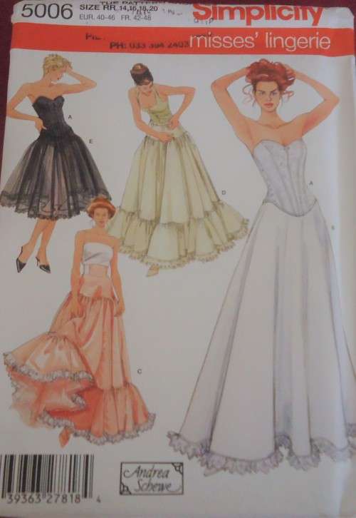 NEW SIMPLICITY PATTERNS 5006 MISSES LINGERIE SIZES14-20 COMPLETE-UNCUT-F/FOLD