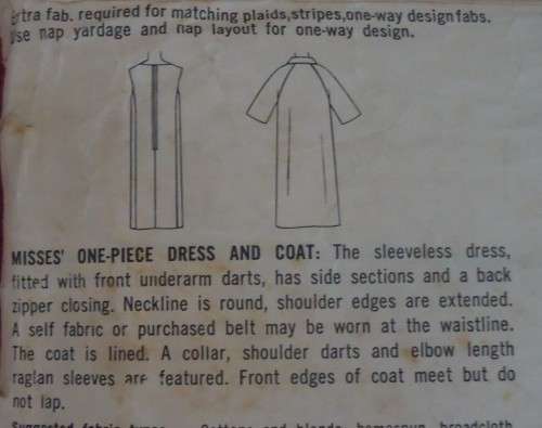 VINTAGE SIMPLICITY PATTERNS 5373 ONE PIECE DRESS & COAT SIZE 18 BUST 38" COMPLETE IN ZIPLOC