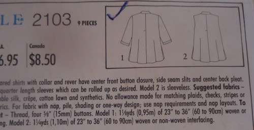 STYLE 2103 FLARED SHIRTS SIZE A = 8 - 18 COMPLETE