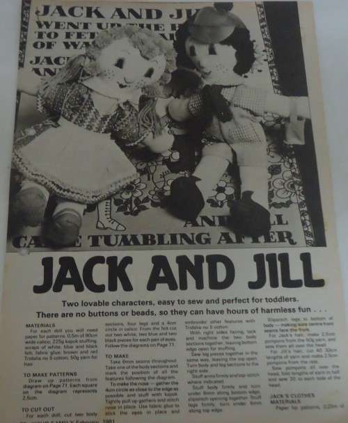 YOUR FAMILY FEBRUARY 1981- `JACK & JILL`  WITH PATTERNS