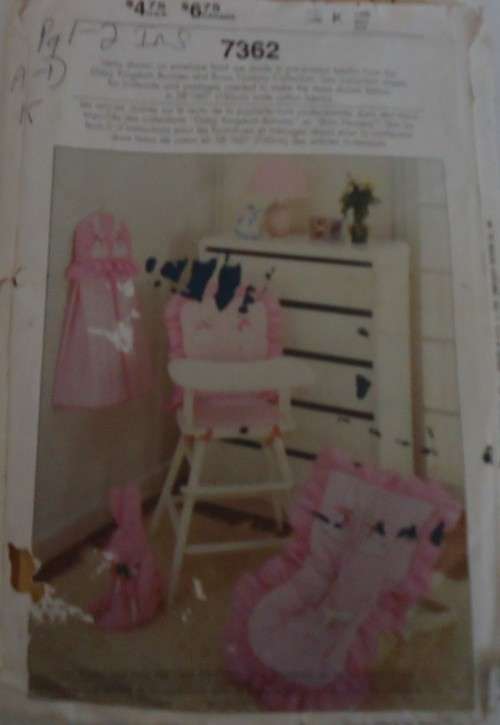 McCALL CRAFTS 7362 INFANTS ACCESSORIES ONE SIZE - MISSING PAGE 1/2 SEWING INSTRUCTIONS