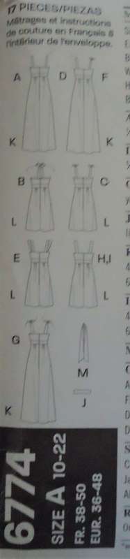 NEW LOOK PATTERNS 6774 SET OF STUNNING DRESSES SIZES 10 - 22 COMPLETE-CUT TO SIZE 22