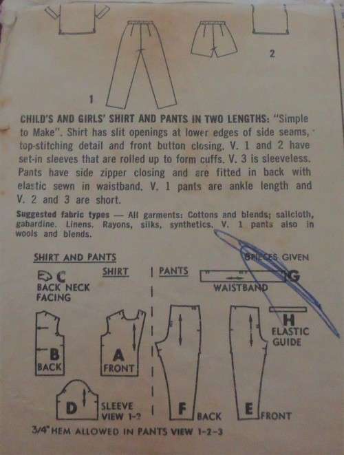 VINTAGE SIMPLICITY 4458 GIRL'S SHIRT & PANTS SIZE 12 YEARS - COMPLETE