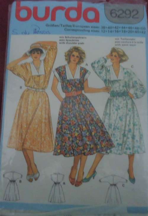 BURDA 6292 DRESS WITH ELASTIC WAIST  SIZE12-14-16-18-20-40-42 SEE LISTING