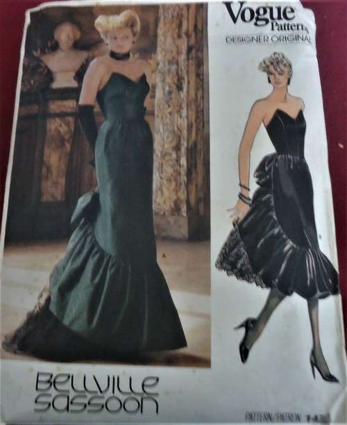 VOGUE PATTERN 1471 BELVILLE SASSOON CLOSE FITTING RUFFLE EVENING DRESS SIZE 10 SEE LISTING