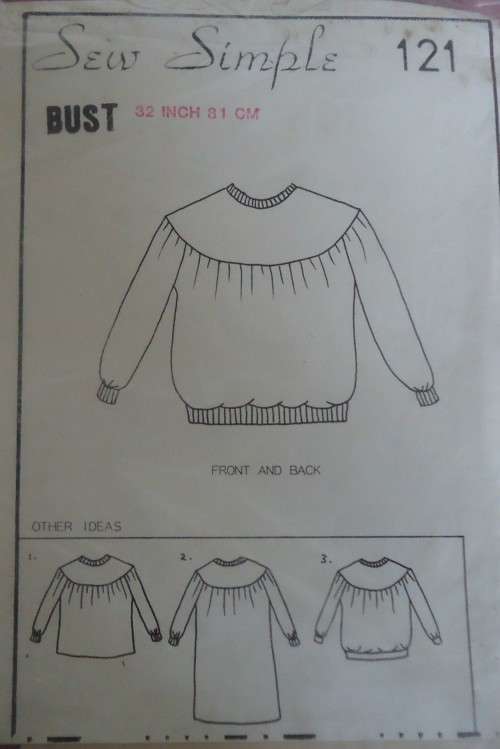 SEW SIMPLE PATTERNS 121 YOKED TRACK TOP SIZE 32`/81CM