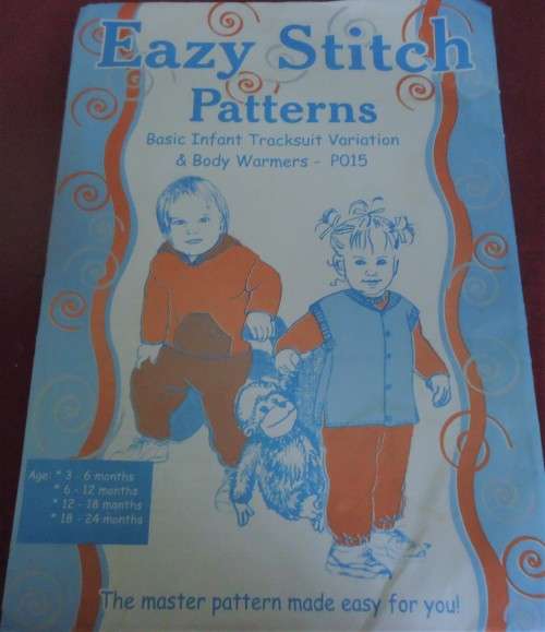 EASY STITCH PATTERNS # P015 BASIC INFANTS TRACKSUIT VARIATIONS & BODY WARMERS AGE 3 - 24 MONTHS