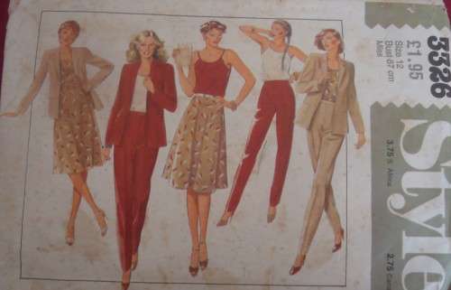 STYLE 3326 UNLINED BLAZER-PULLOVER TOP-SKIRT-PANTS SIZE12 BUST 87 CM  COMPLETE