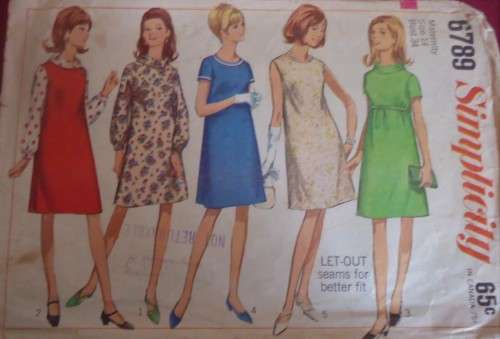 VINTAGE SIMPLICITY 6789 MATERNITY DRESS  SIZE 14 BUST 34" NO SEWING INSTRUCTIONS
