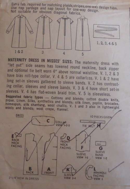 VINTAGE SIMPLICITY 6789 MATERNITY DRESS  SIZE 14 BUST 34" NO SEWING INSTRUCTIONS