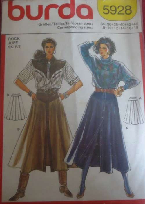 BURDA 5928 SKIRT WITH YOKE SIZE 8-10-12-14-16-18 COMPLETE