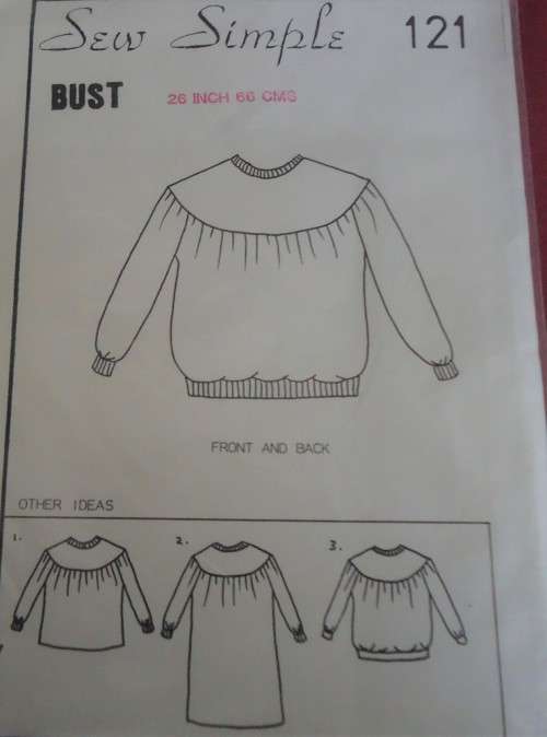 SEW SIMPLE PATTERNS #121  YOKED TRACK TOP SIZES 26` BUST 66 CM