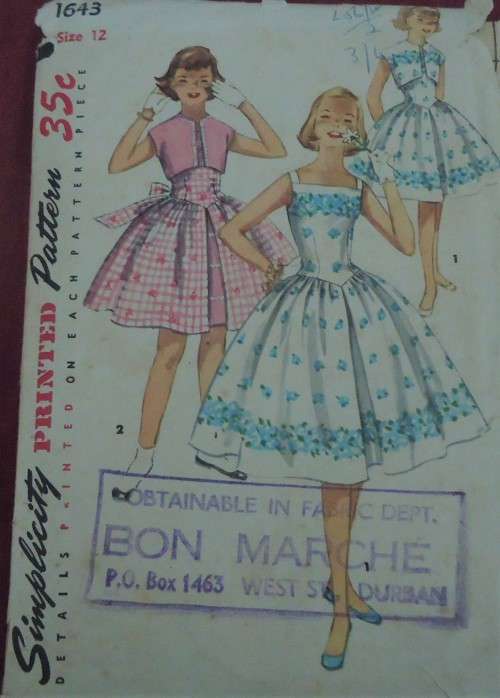 V/VINTAGE SIMPLICITY 1643 GIRLS DRESS & JACKET SIZE 12 YEARS  COMPLETE