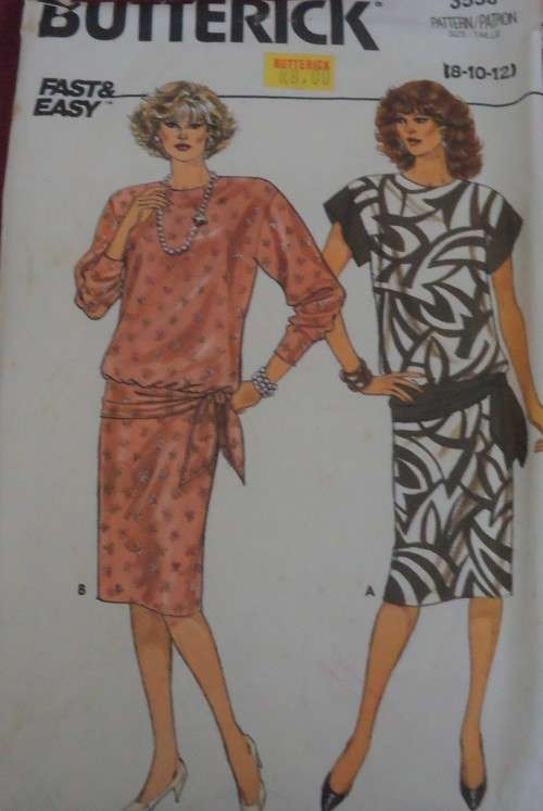 BUTTERICK 3558 -SKIRT & TOP WITH TIEBACK SIZE 14-16-18 COMPLETE-CUT TO 16