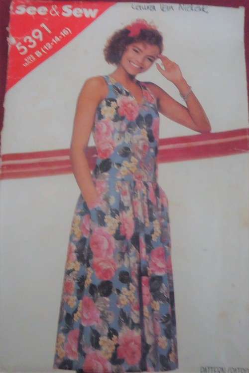 BUTTERICK 5391  - SLIGHTLY FLARED, DROPPED WAIST DRESS SIZE B=12-14-16 NO SEWING INSTRUCTIONS