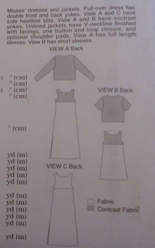 KWIK SEW PATTERN 2876 PULLOVER DRESS & JACKET SIZE XS-S-M-L-XL=( 82-120 CM)COMPLETE-UNCUT-F/FOLDED