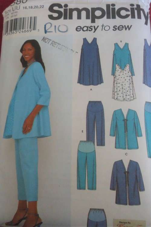 SIMPLICITY PATTERNS 9580 DRESS/TOP-JACKET-PANTS-SHORTS SIZE UU=16-22 SEE LISTING