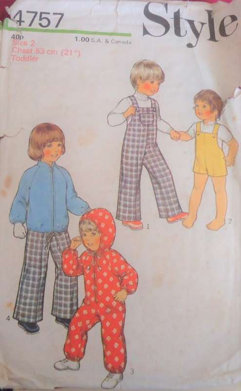 STYLE PATTERN 4757 TODDLER DUNGAREES-SNOWSUIT-JACKET SIZE 2 YEARS SEE LISTING