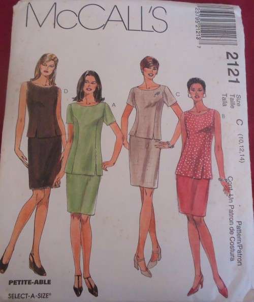 McCALLS 2121 TOPS & SKIRTS SIZE C = 10-12-14 COMPLETE