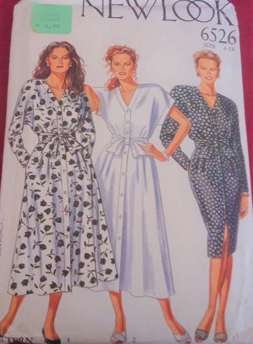 NEW LOOK PATTERNS 6526 BUTTON FRONT DRESS SIZE 6 - 18 - COMPLETE-UNCUT-F/FOLDED