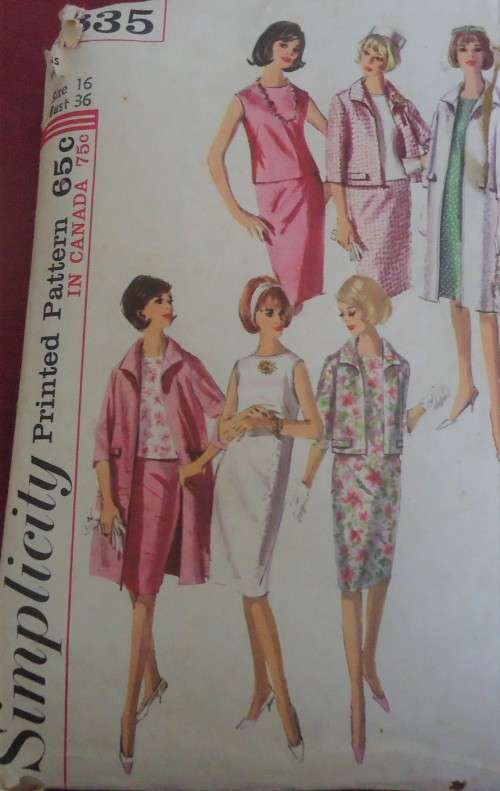 VINTAGE SIMPLICITY 5835 ONE PIECE DRESS OR BLOUSE-SKIRT-COAT-JACKET SIZE 16 BUST 36" COMPLETE