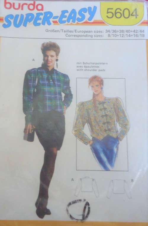 BURDA 5604  JACKET/BLOUSE SIZE 8/10-12/14-16/18 COMPLETE