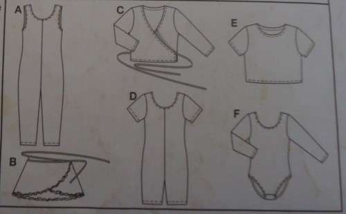 BURDA 9914 GIRL'S GYM/BALLET CO-ORDINATES SIZE 3-4-5-6-7 YEARS COMPLETE-PART CUT