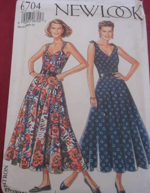 NEW LOOK PATTERNS 6704 FITTED BODICE DRESS 6 SIZES IN ONE 6 - 16 COMPLETE- CUT TO SIZE 16
