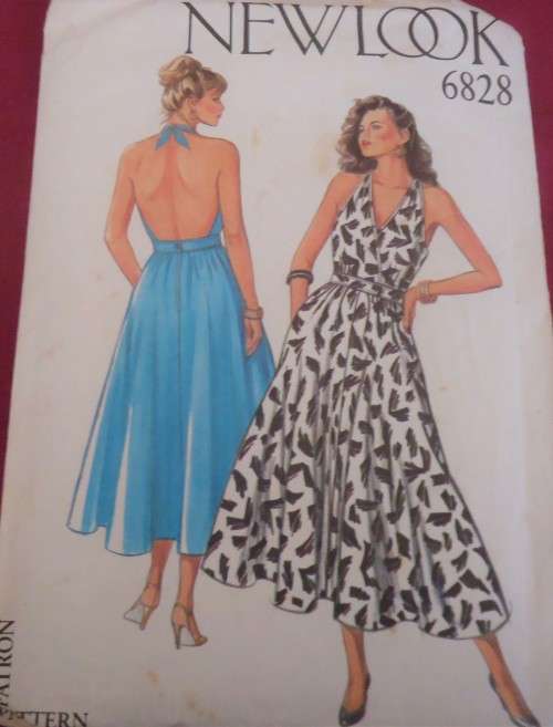 W LOOK PATTERNS 6828 HALTER NECK DRESS 6 SIZES IN ONE 8 - 18 SEE LISTING